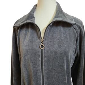 Everlast Velour Charcoal Heather Full Zip Stand-up Collar Women's XL Pockets